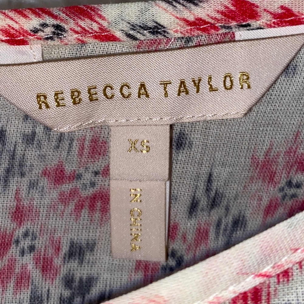 Rebecca Taylor Cotton Floral Print Dress with Cotton Lining Long Sleeve - Picture 3 of 7